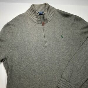 Polo Ralph Lauren Quarter Zip Pullover Sweater Mens XL Green Pony Logo
